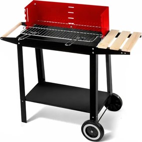 Grătar de grădină pentru cărbuni cu roți și rafturi 87 x 35 x 80 cm