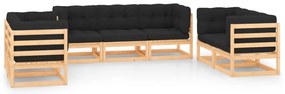 vidaXL Set mobilier de grădină cu perne, 7 piese, lemn masiv de pin