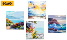 Set tablouri vedere la mare în imitație de pictură