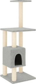 vidaXL Ansamblu pisici, stâlpi din funie sisal, gri deschis, 104 cm