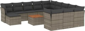 vidaXL Set mobilier de grădină cu perne, 13 piese, gri, poliratan