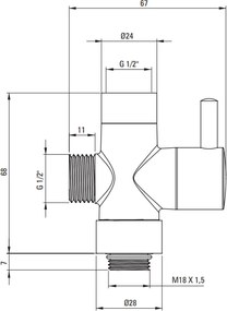 Comutator de dus cu 2 functii pentru coloane de dus Deante crom lucios
