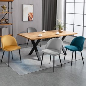 HOMCOM Set de 4 scaune de dining scaun de bucătărie din stil scandinav cu acoperiș din catifea și picioare subțiri de metal, pentru sufragerie, camera de mese, multicolor | Aosom Romania