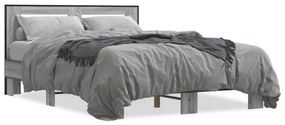 3280110 vidaXL Cadru de pat, gri sonoma, 120x200 cm, lemn prelucrat și metal