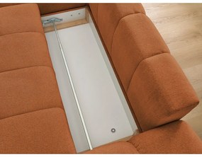 Colțar teracotă extensibil/cu spațiu de depozitare cu tapițerie din chenille (cu colț pe partea stângă/cu șezlong) Everest – Bobochic Paris