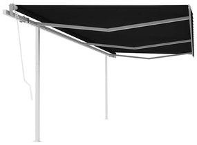 vidaXL Copertină retractabilă automat, cu stâlpi, antracit, 6x3 m
