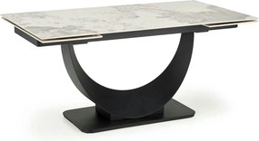 Masa living lux FERNANDO, alb/negru, ceramica/metal, 160/240x92x75 cm