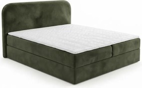 Pat tapițat boxspring FORENA 140x200 cm verde inchis Saltea: Saltea cu arcuri Bonell