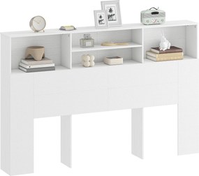 HOMCOM Tăblie de Pat Autoportantă 160 cm cu Compartimente, Tăblie pentru Pat Dublu cu 4 Spații Deschise, 160 x 20,2 x 108,2 cm, Alb | Aosom Romania
