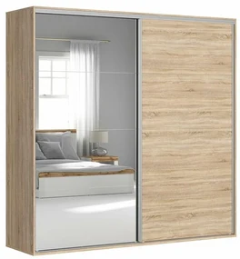 Dulap de haine cu uși culisante Flex 5 (stejar sonoma + alb) (cu oglindă). Promo -30%. 1098243