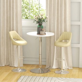 HOMCOM Masă de bar rotundă masă înaltă pentru bucătărie reglabilă în înălțime 69-91 cm blat pivotant la 360° alb și argintiu | Aosom Romania