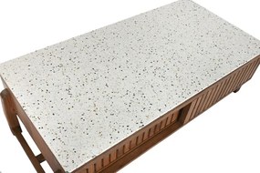 Masuta de cafea, din lemn de acacia si blat din terrazzo cu spatiu de depozitare, Brione
