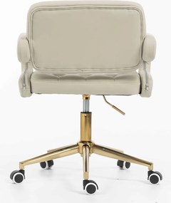 HR8403K Scaun Ecru Piele Ecologica Premium Soft cu Bază Aurie