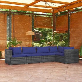 3101694 vidaXL Set mobilier de grădină cu perne, 5 piese, gri, poliratan