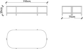 Masuta lemn masiv de Cafea Marquesa, 155 × 35 × 75 cm