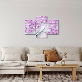 Tablouri cu flori pe trunchi argintiu - abstract (90x60 cm)