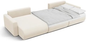 Colțar bej extensibil, cu spațiu de depozitare cu tapițerie din catifea (în formă de "U") Belfast – Cosmopolitan Design