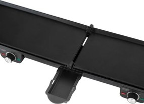 Grătar electric dublu pliabil Adler AD 6617, 3000 W, deschidere la 180°, 96 x 26 cm, plăci antiaderente, 2 termostate, tavă pentru grăsime, negru