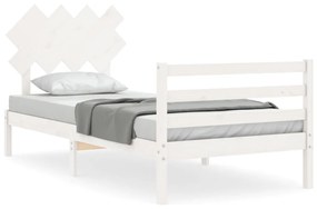 3195277 vidaXL Cadru de pat cu tăblie, alb, 100x200 cm, lemn masiv