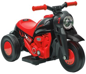 AIYAPLAY Motocicletă electrică pentru copii 2-5 ani, 3 roți, 6 V, 3 km/h, cu funcție de bule, efecte luminoase și sonore, roșu | Aosom Romania