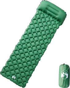 vidaXL Saltea de camping gonflabilă, cu pernă, 1 persoană, verde