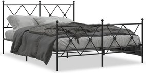 vidaXL Cadru pat metalic cu tăblie de cap/picioare, negru, 137x190 cm