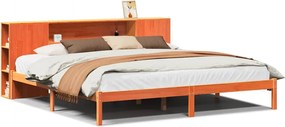 vidaXL Pat cu bibliotecă fără saltea maro 180x200 cm lemn masiv de pin