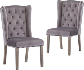 vidaXL Scaune de bucătărie, 2 buc., gri, catifea