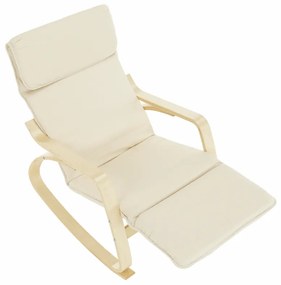 Fotoliu balansoar, lemn pin, textil crem, SIVERT