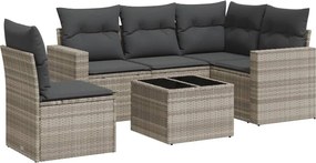 vidaXL Set canapele de grădină cu perne, 6 piese gri deschis poliratan