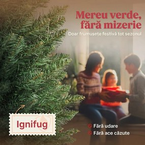 HOMCOM Brad de Crăciun artificial slim 180 cm cu 321 de ramuri, aspect de brad, cu bază din plastic, verde | Aosom Romania