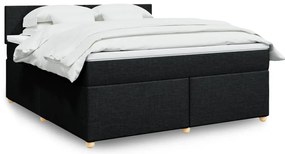 vidaXL Pat box spring cu saltea, negru, 180x200 cm, catifea