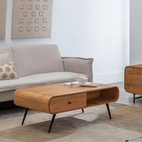 Măsuță de cafea în culoare naturală din lemn de mindi 60x120 cm Mahón – Ixia