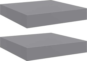 vidaXL Rafturi de perete suspendate, 2 buc., gri, 23x23,5x3,8 cm, MDF