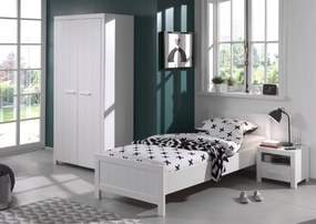 Set Mobilier Cameră Copii Erik: Pat 90x200 cm, Dulap 2 Uși și Noptieră, Alb – Vipack