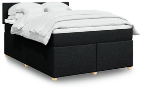vidaXL Pat box spring cu saltea, negru, 160x200 cm, textil