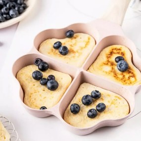 Tigaie cu 4 compartimente Klausberg KB 7820, 19 cm, Forma de inima, Strat de marmura, Inductie, Roz