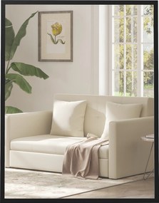 HOMCOM Oglindă de perete rectangulară 90 x 70 cm, cadru din lemn negru, ideală pentru baie, living sau dormitor | Aosom Romania