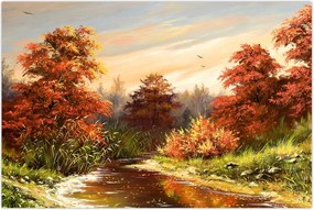 Tablou - Râu în peisaj de toamnă (90x60 cm)