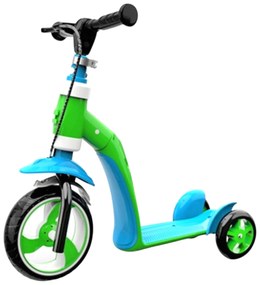 Trotineta convertibila 2 in 1, cu frana, verde cu albastru, TRT05