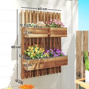 Outsunny Jardinieră Verticală cu 3 Vase Detașabile și Orificii de Drenaj, 60x16x80 cm, Maro | Aosom Romania