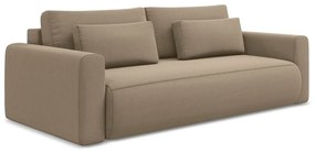 Canapea maro deschis extensibilă/cu spațiu de depozitare cu tapițerie din catifea 238 cm Kapua – Makamii