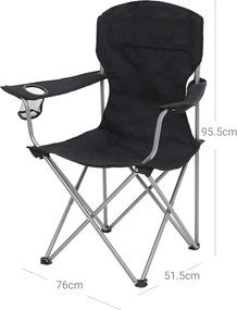 Scaune de camping NOMAD, set 2 buc., negru SongmicsHome