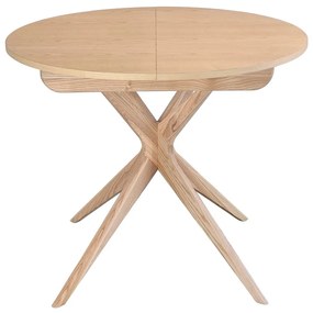 Masă de dining rotundă extensibilă din lemn de frasin cu blat suplimentar ø 90 cm Jubi – Ragaba