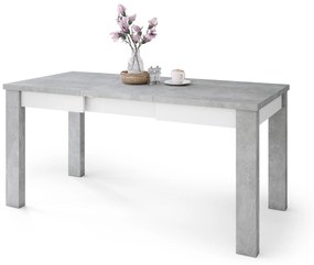 Mazzoni FONTE Beton Deschis Atelier / Alb Mat - MASĂ CLASICĂ DE BUCĂTĂRIE/LIVING EXTENSIBILĂ PÂNĂ LA 130 sau 155 cm!