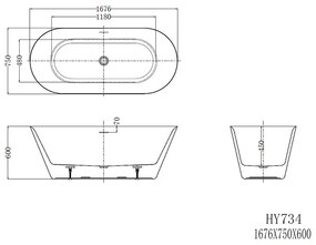 Cada freestanding, Florida, Viva 167.6, ovala, cu instalatie completa, alb