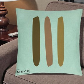 Perna Decorativa Abstract Linii Terracotta, 40x40 cm, Verde Menta, Husa Detasabila, Perna Inclusa, BEKZ®