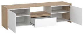 Comodă TV albă-în culoare naturală cu aspect de lemn de stejar 179x52x48 cm Next – Tvilum