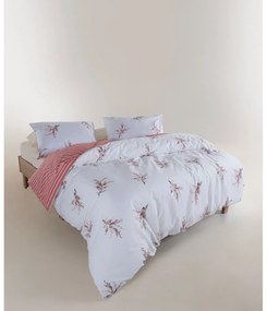 Lenjerie de pat albă-roz din bumbac ranforcé pentru pat de o persoană 140x200 cm Breeze Floral – Mila Home Luxury