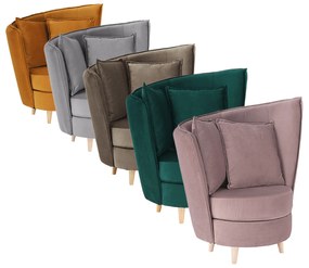Fotoliu Art Deco, ţesătură Paros de culoare gri deschis / fag, ROUND NEW